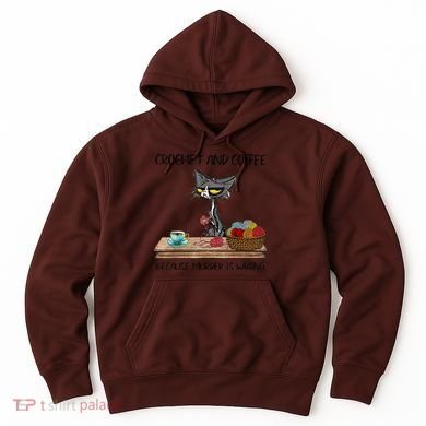 Crochet And Coffee Because Murder Is Wrong Croche Cat Hoodie
