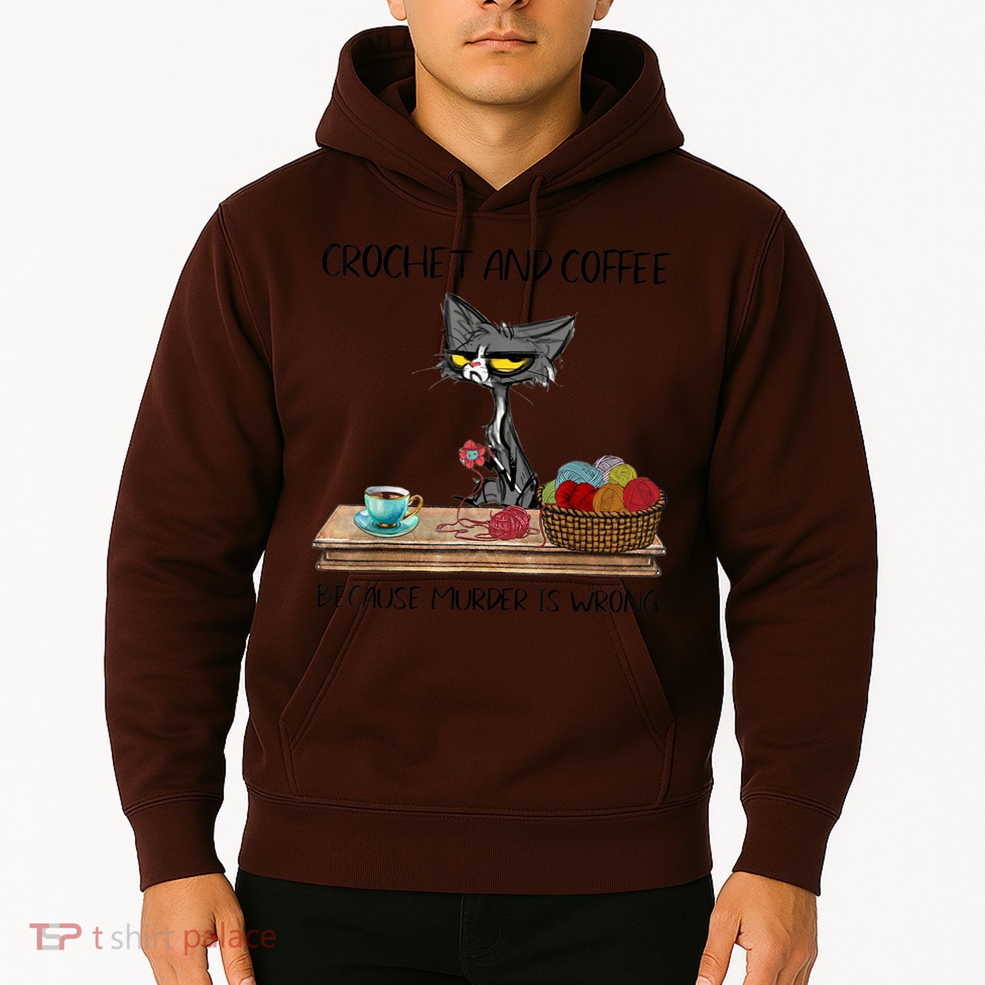 Crochet And Coffee Because Murder Is Wrong Croche Cat Hoodie