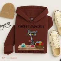 Crochet And Coffee Because Murder Is Wrong Croche Cat Hoodie thumb 4