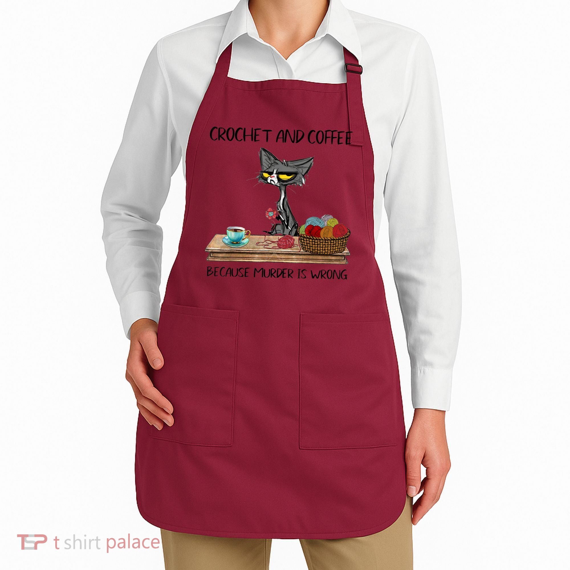 Crochet And Coffee Because Murder Is Wrong Croche Cat Apron