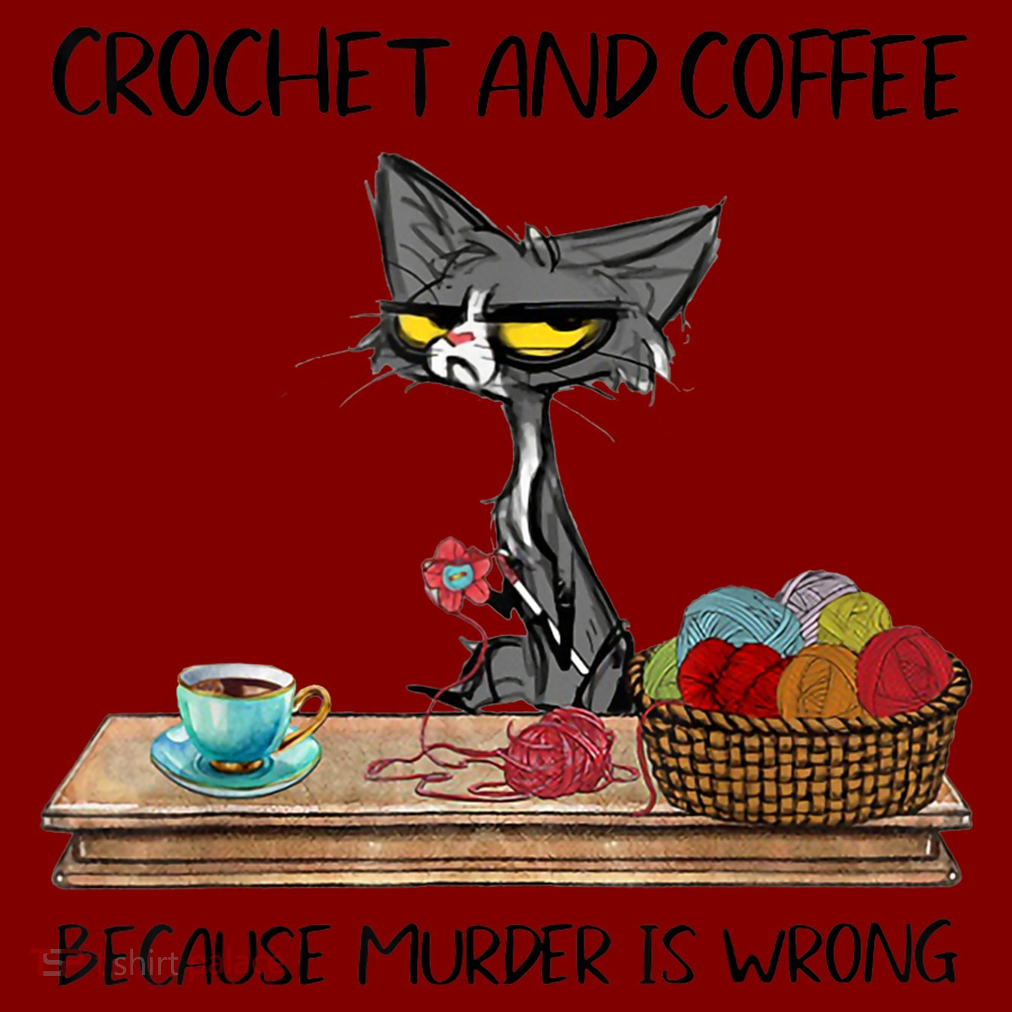 Crochet And Coffee Because Murder Is Wrong Croche Cat Apron