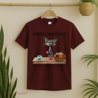 Crochet And Coffee Because Murder Is Wrong Croche Cat T-Shirt thumb 2