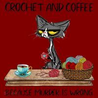 Crochet And Coffee Because Murder Is Wrong Croche Cat Mousepad thumb 1