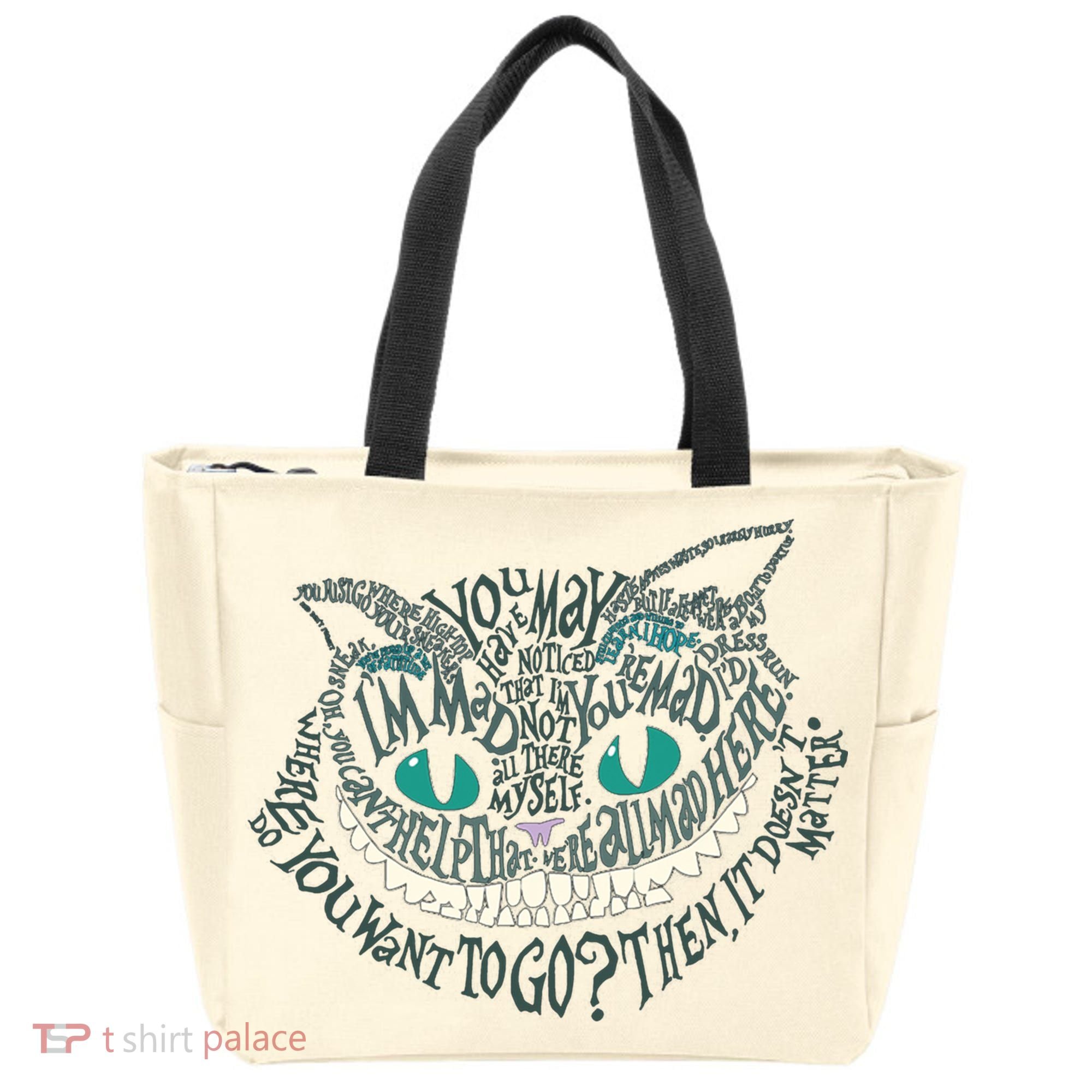 Cheshire Alice Cat We're All Mad Here Wonderland Gift Tote Bag