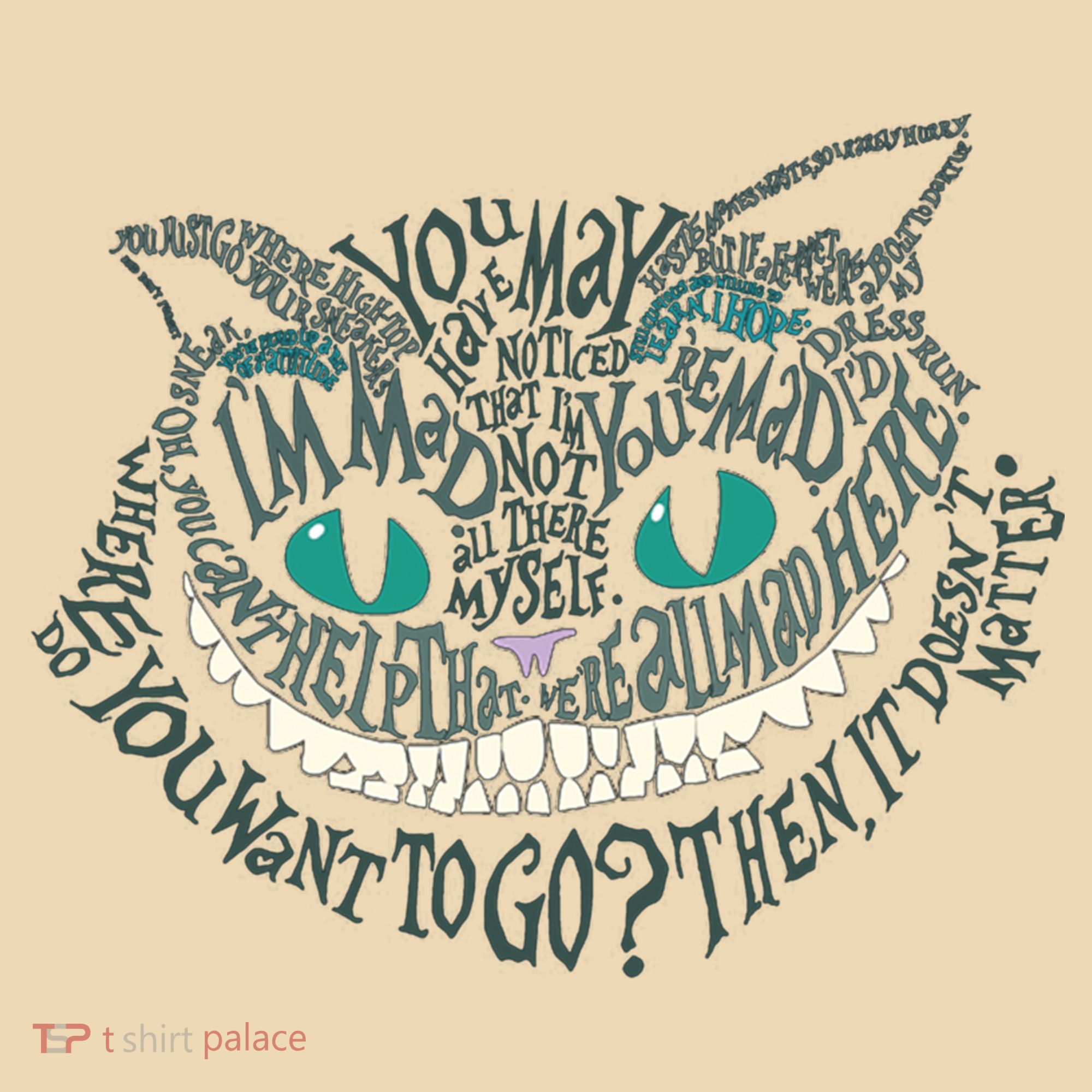 Cheshire Alice Cat We're All Mad Here Wonderland Gift Tote Bag