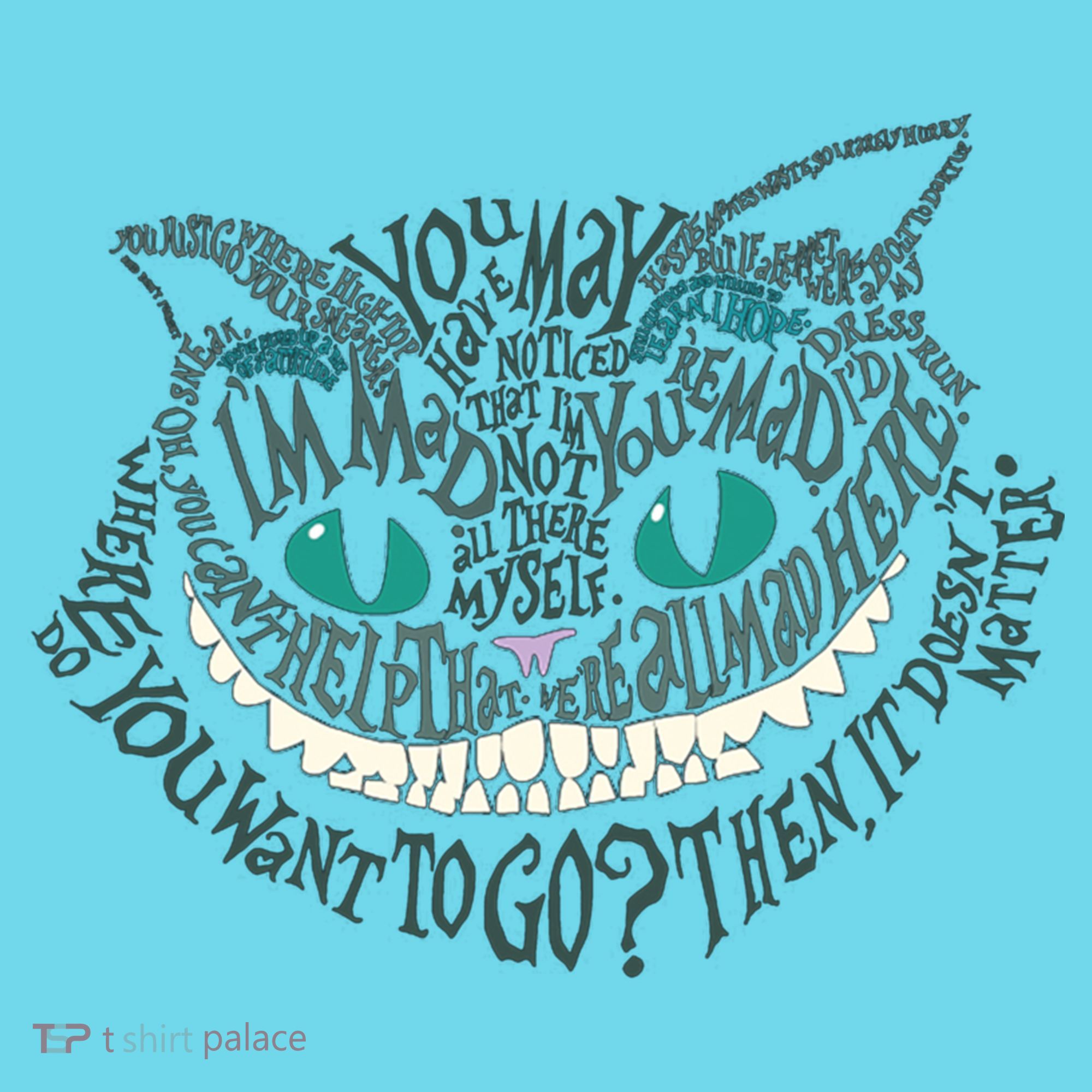 Cheshire Alice Cat We're All Mad Here Wonderland Gift Kids T-Shirt