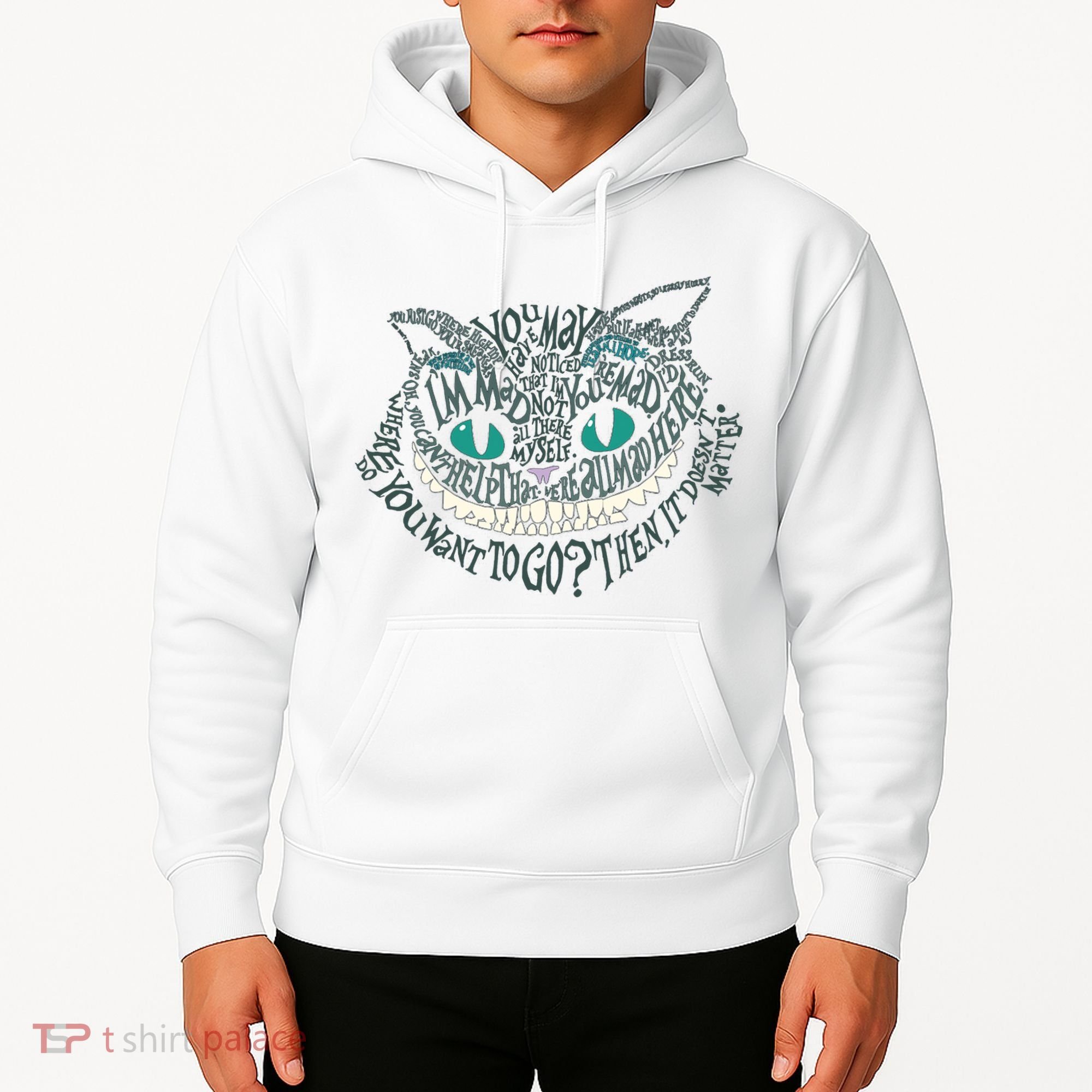 Cheshire Alice Cat We're All Mad Here Wonderland Gift Hoodie