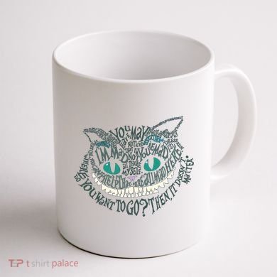 Cheshire Alice Cat We're All Mad Here Wonderland Gift Coffee Mug back