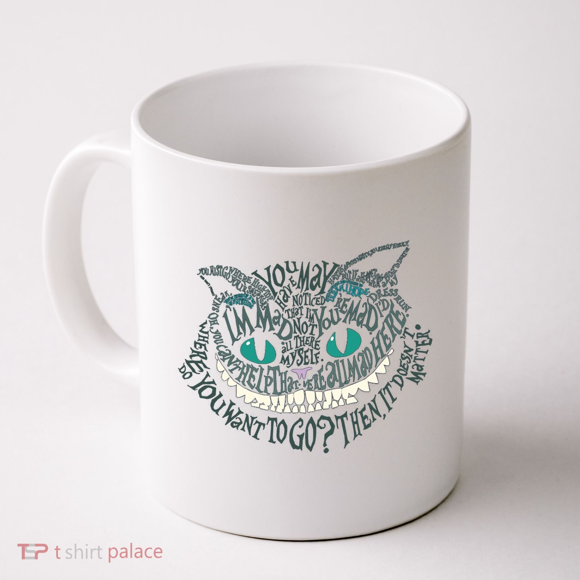 Cheshire Alice Cat We're All Mad Here Wonderland Gift Coffee Mug