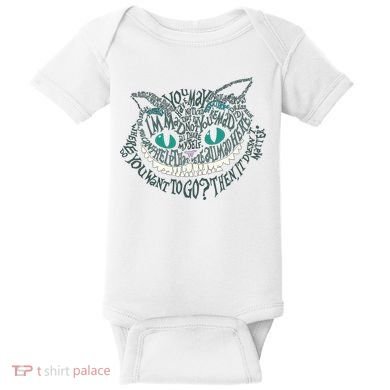 Cheshire Alice Cat We're All Mad Here Wonderland Gift Baby Bodysuit