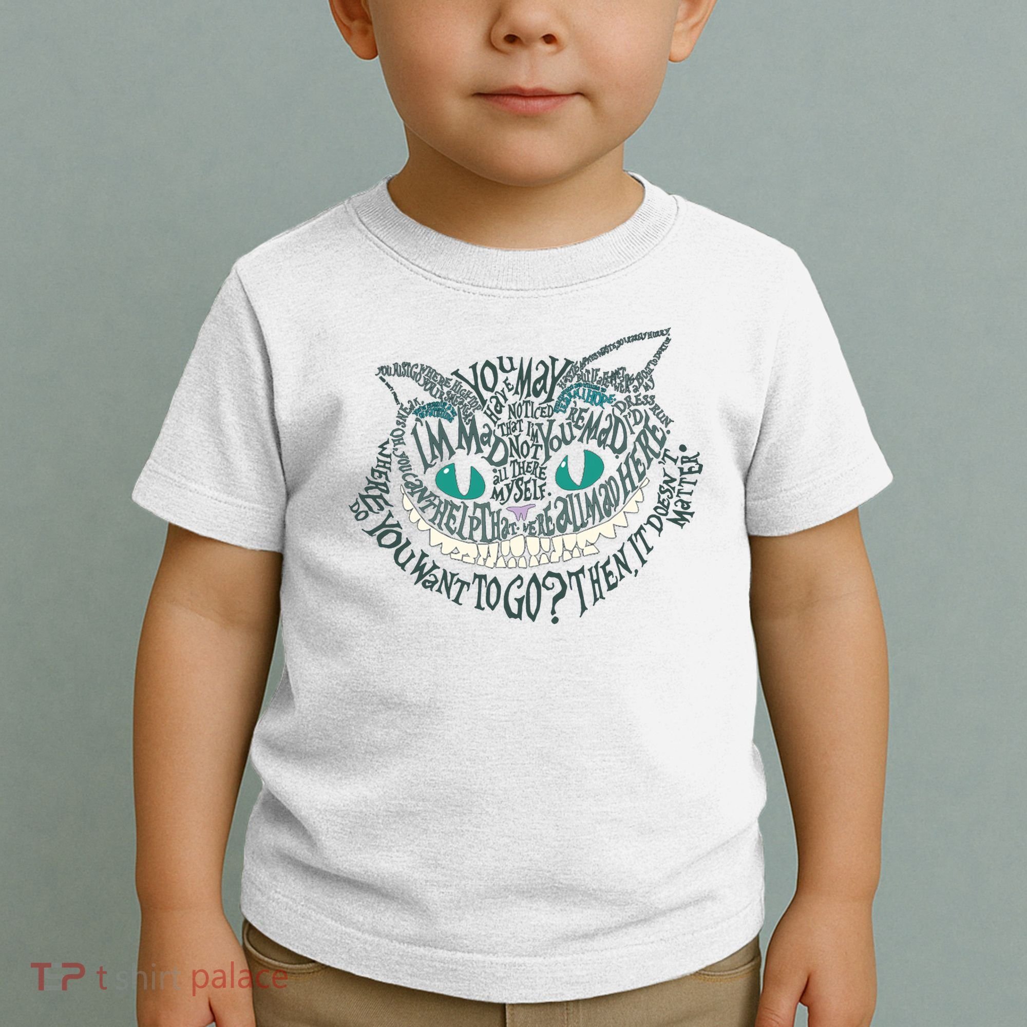 Cheshire Alice Cat We're All Mad Here Wonderland Gift Toddler T-Shirt