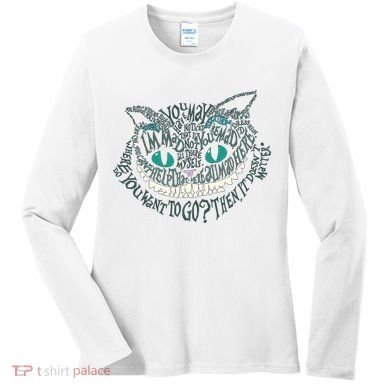 Cheshire Alice Cat We're All Mad Here Wonderland Gift Women's Long Sleeve Shirt