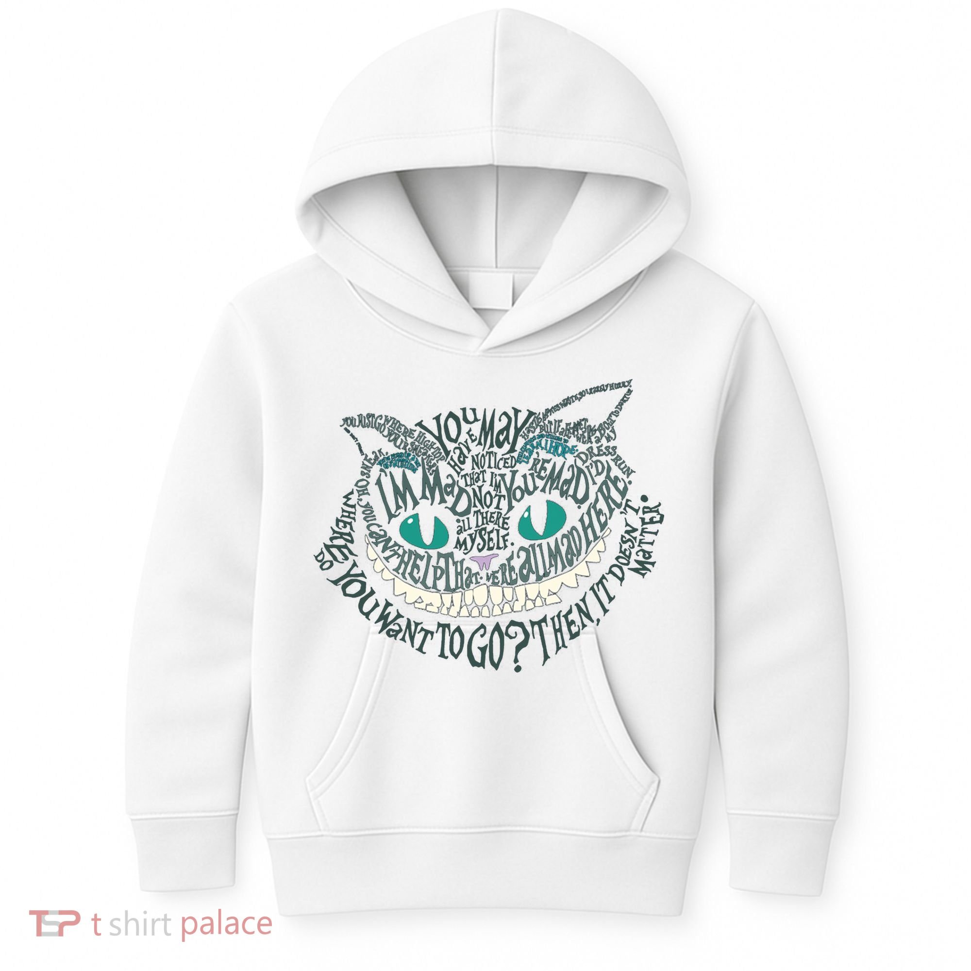Cheshire Alice Cat We're All Mad Here Wonderland Gift Kids Hoodie