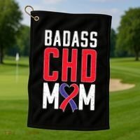 Chd Awareness Congenital Heart Chd Mom Ribbon Cute Gift Golf Towel thumb 1