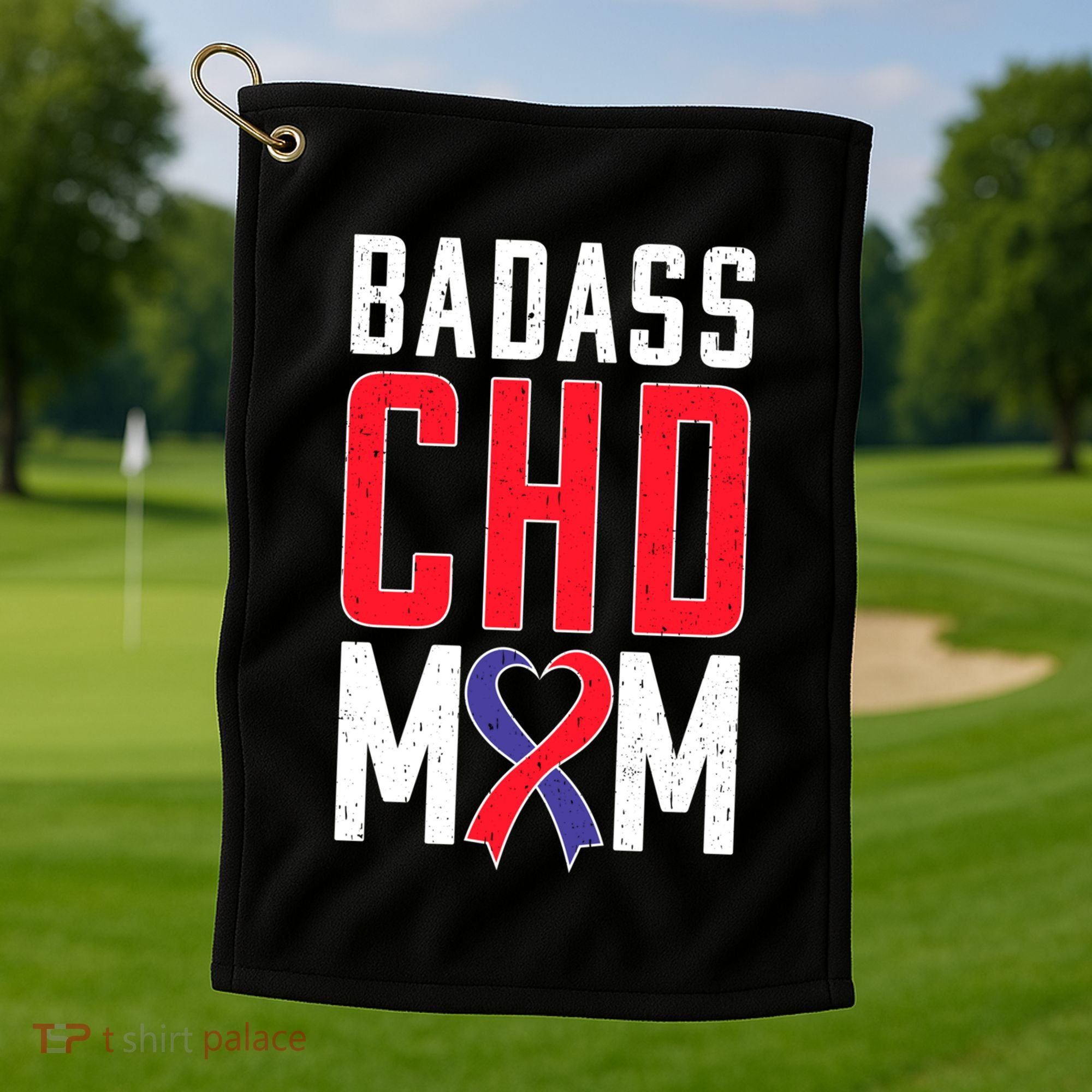 Chd Awareness Congenital Heart Chd Mom Ribbon Cute Gift Golf Towel