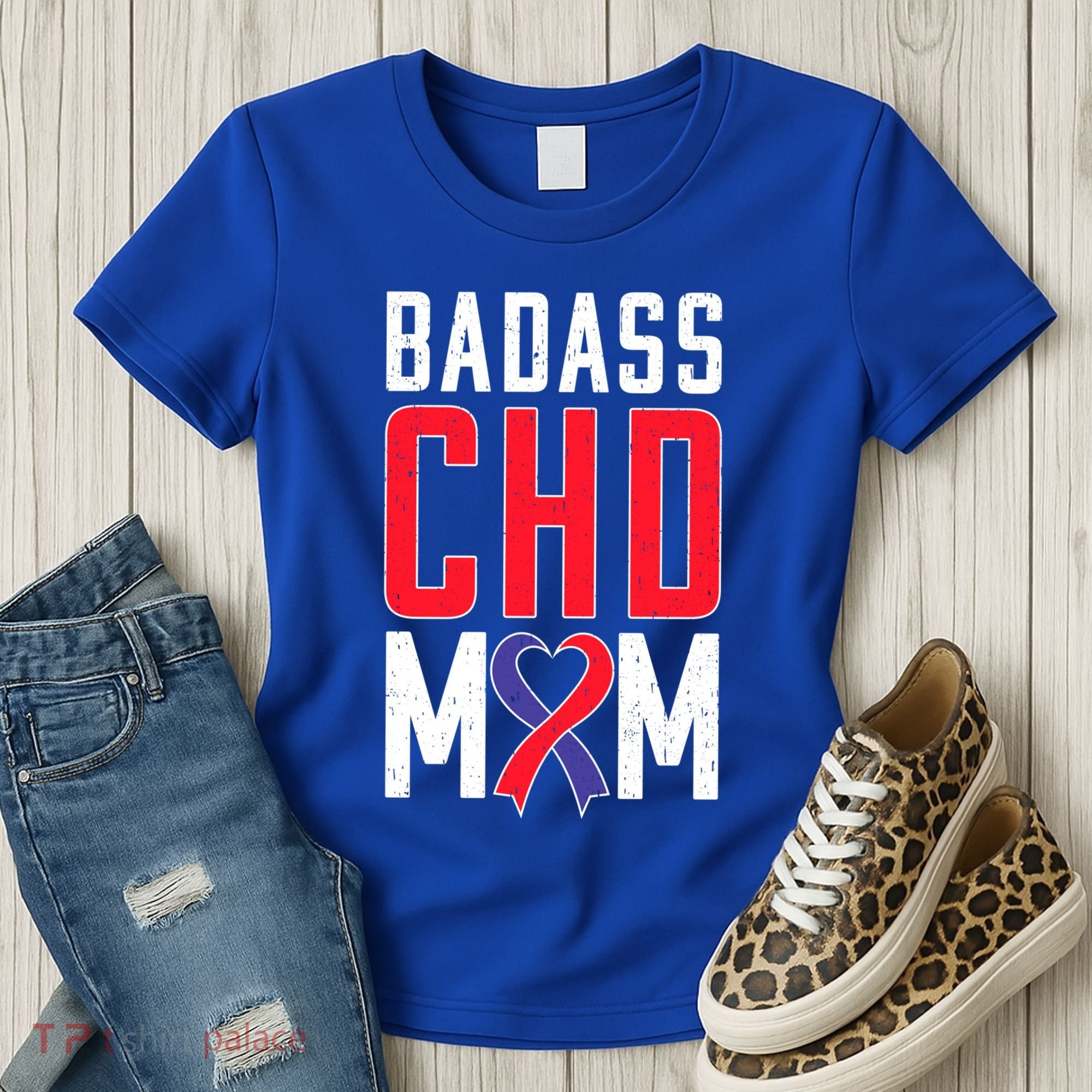 Chd Awareness Congenital Heart Chd Mom Ribbon Cute Gift Women's T-Shirt