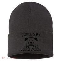 Caffeine And Canines Funny Coffee Dog Lover Morning  Sustainable Knit Beanie thumb 0