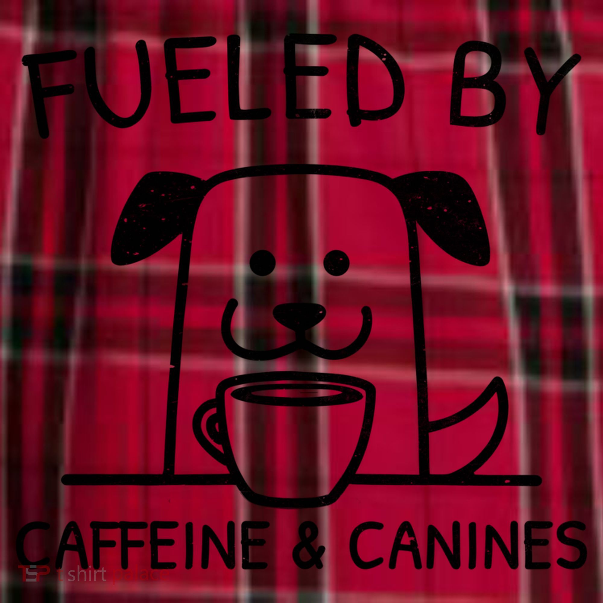 Caffeine And Canines Funny Coffee Dog Lover Morning  Women's Flannel Plaid Pajama Pants