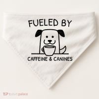 Caffeine And Canines Funny Coffee Dog Lover Morning  USA-Made Doggie Bandana thumb 0