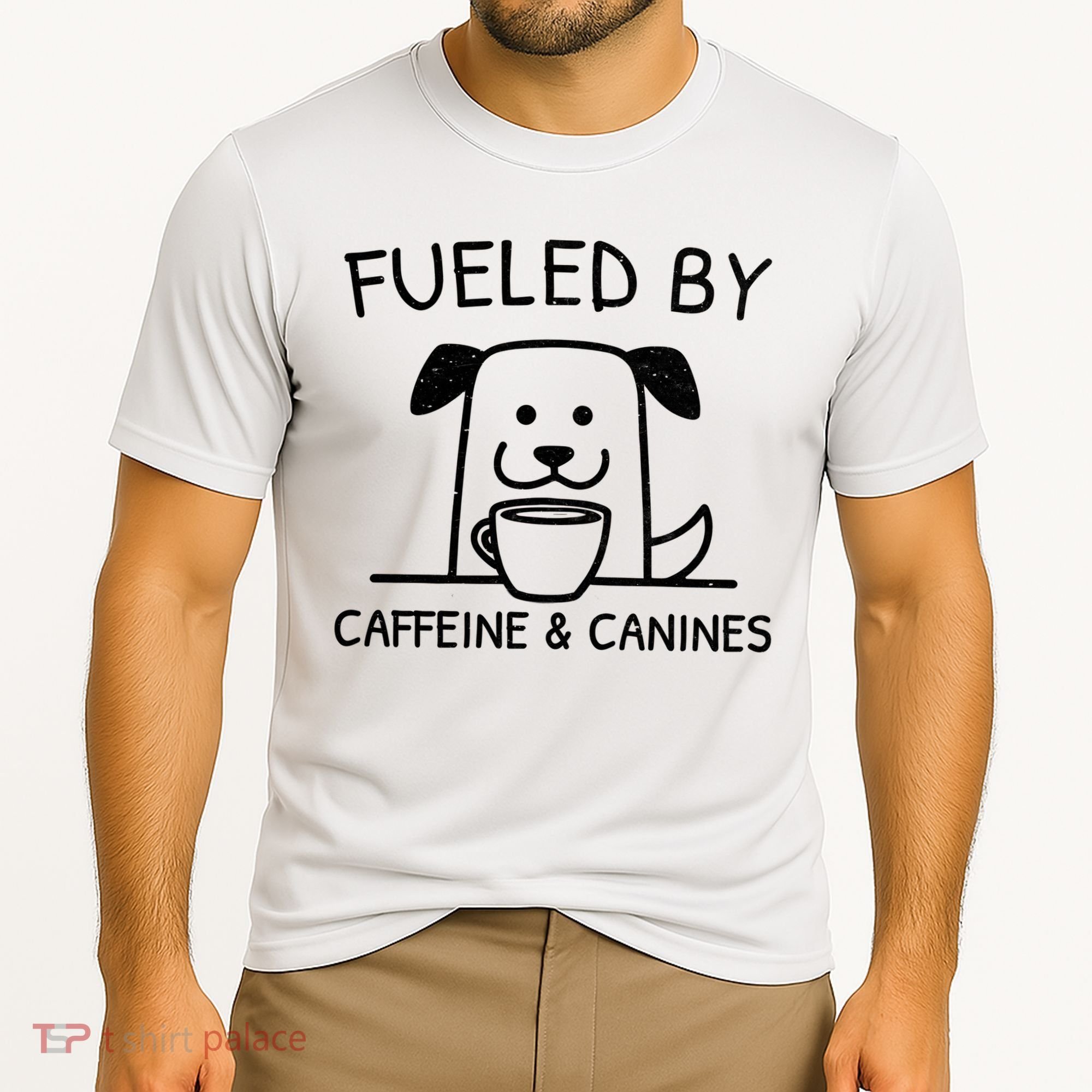 Caffeine And Canines Funny Coffee Dog Lover Morning  Cooling Performance Crew T-Shirt