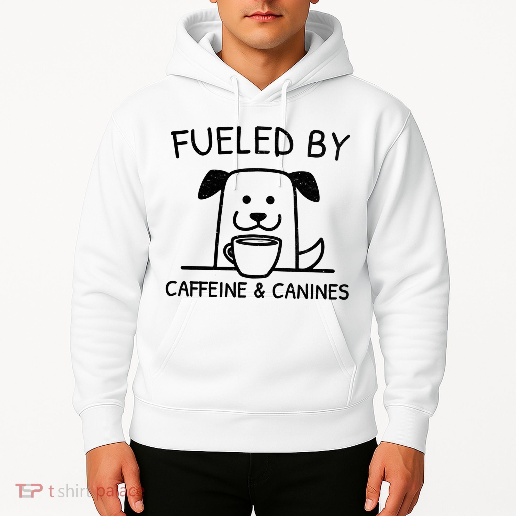 Caffeine And Canines Funny Coffee Dog Lover Morning  Hoodie