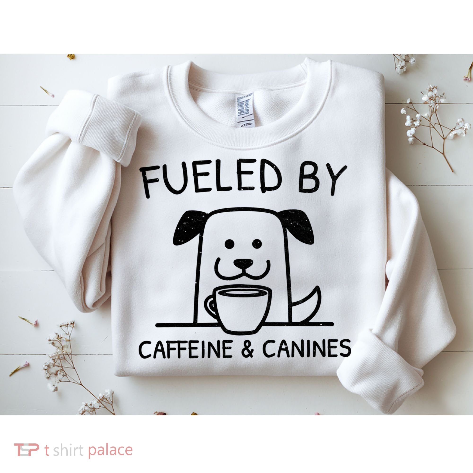 Caffeine And Canines Funny Coffee Dog Lover Morning  Sweatshirt