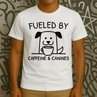 Caffeine And Canines Funny Coffee Dog Lover Morning  T-Shirt thumb 3