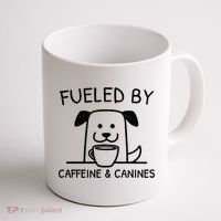 Caffeine And Canines Funny Coffee Dog Lover Morning  Coffee Mug thumb 1