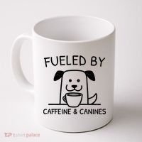 Caffeine And Canines Funny Coffee Dog Lover Morning  Coffee Mug thumb 0