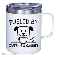 Caffeine And Canines Funny Coffee Dog Lover Morning  12oz Stainless Steel Coffee Mug thumb 0