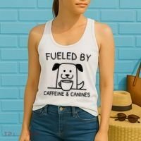 Caffeine And Canines Funny Coffee Dog Lover Morning  Women's Tank Top thumb 2