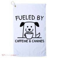 Caffeine And Canines Funny Coffee Dog Lover Morning  Golf Towel thumb 0