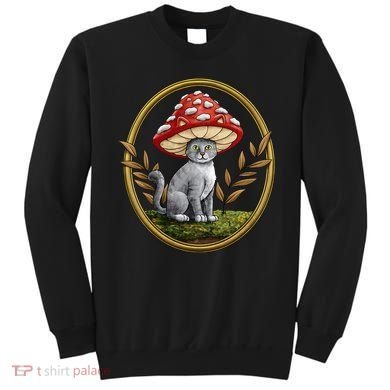 Cottagecore Aesthetic Cat with Mushroom Hat Sweatshirt