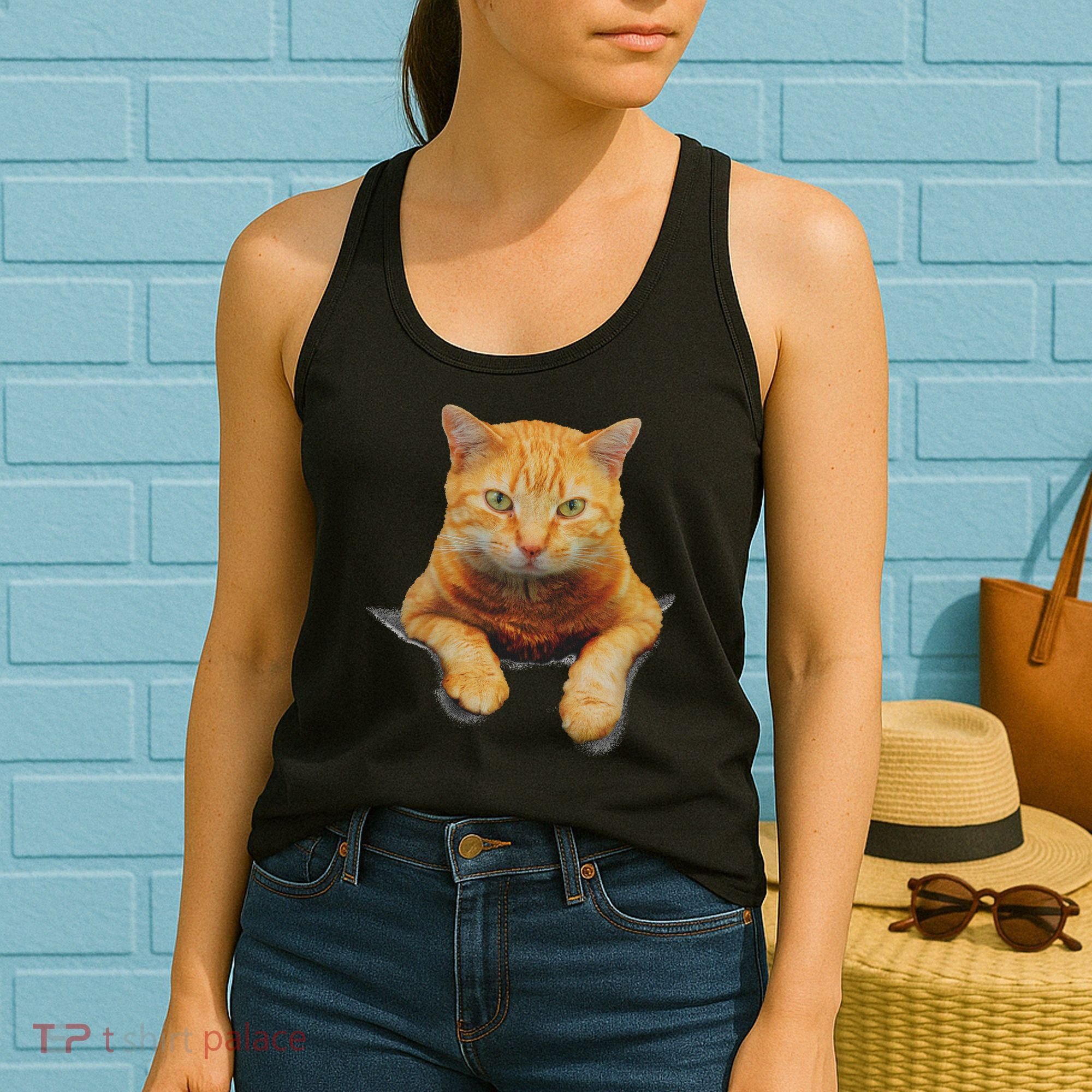 Cat Animals Creative Cat Motif Bag Cat Women's Tank Top