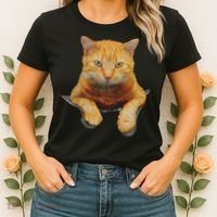 Cat Animals Creative Cat Motif Bag Cat Women's T-Shirt thumb 2