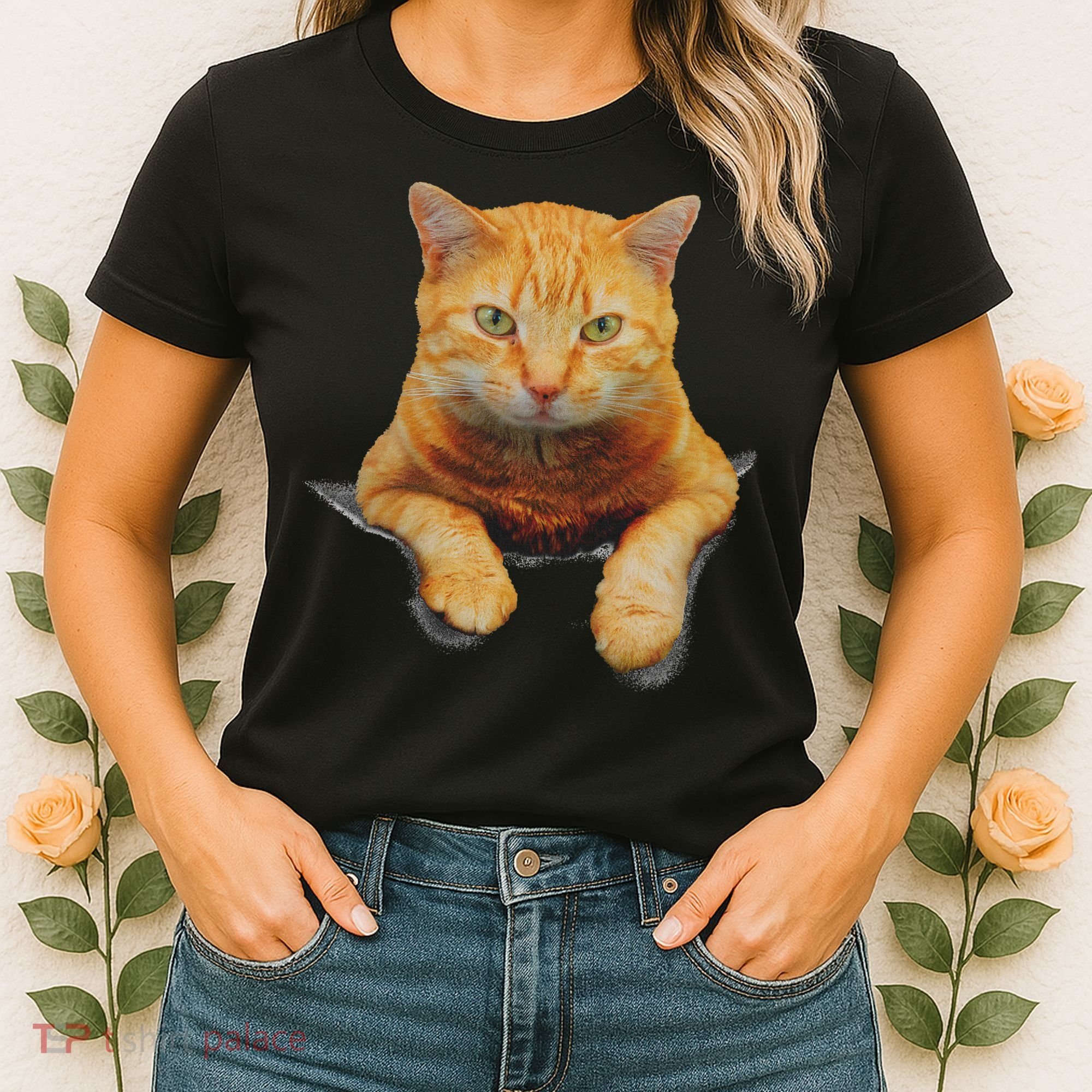 Cat Animals Creative Cat Motif Bag Cat Women's T-Shirt