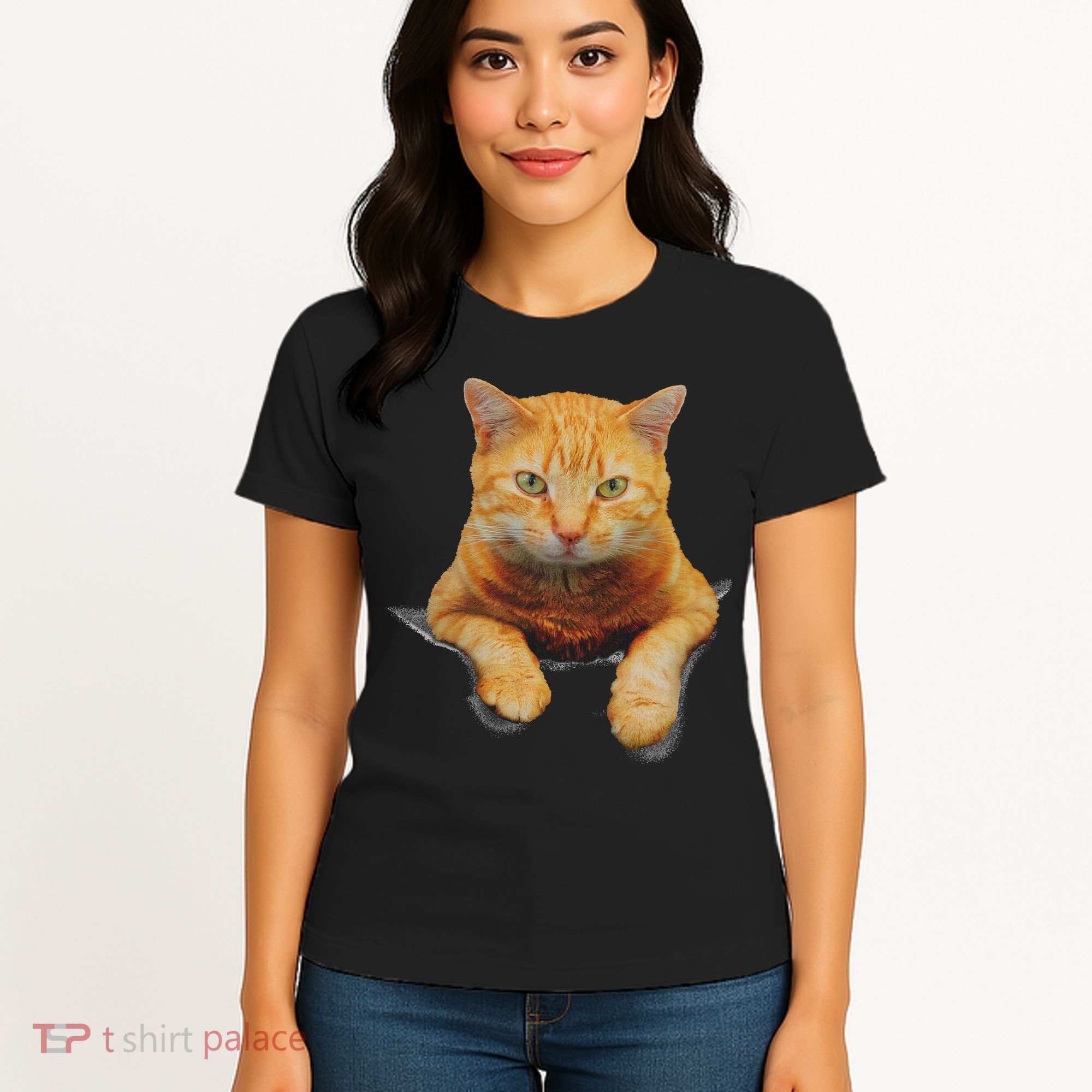 Cat Animals Creative Cat Motif Bag Cat Women's T-Shirt