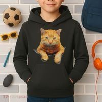 Cat Animals Creative Cat Motif Bag Cat Kids Hoodie thumb 2