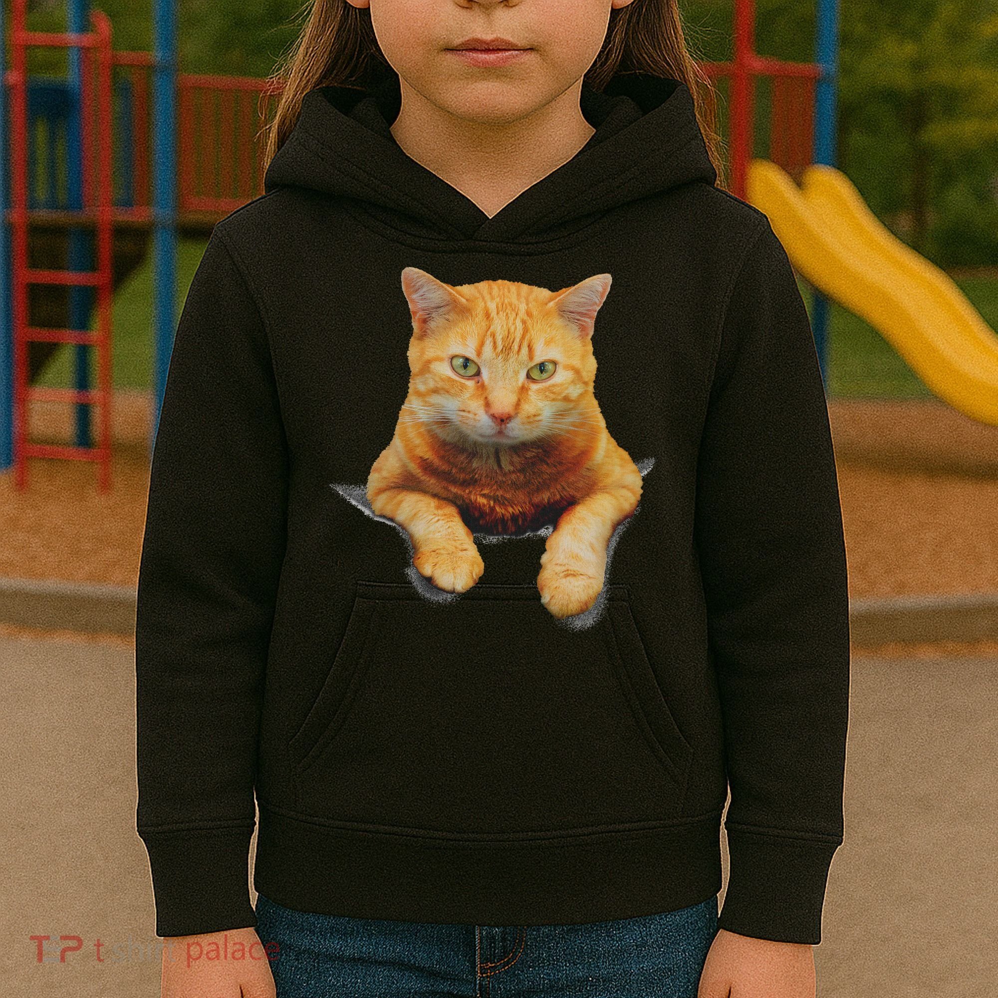 Cat Animals Creative Cat Motif Bag Cat Kids Hoodie
