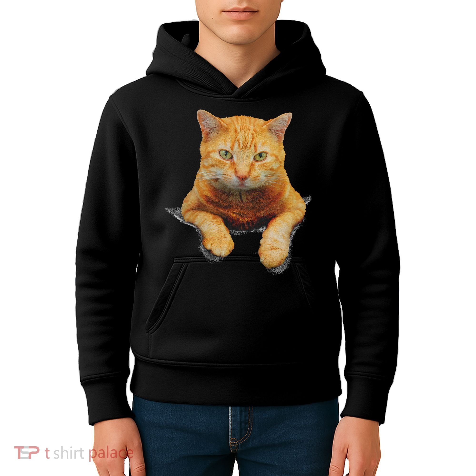 Cat Animals Creative Cat Motif Bag Cat Kids Hoodie