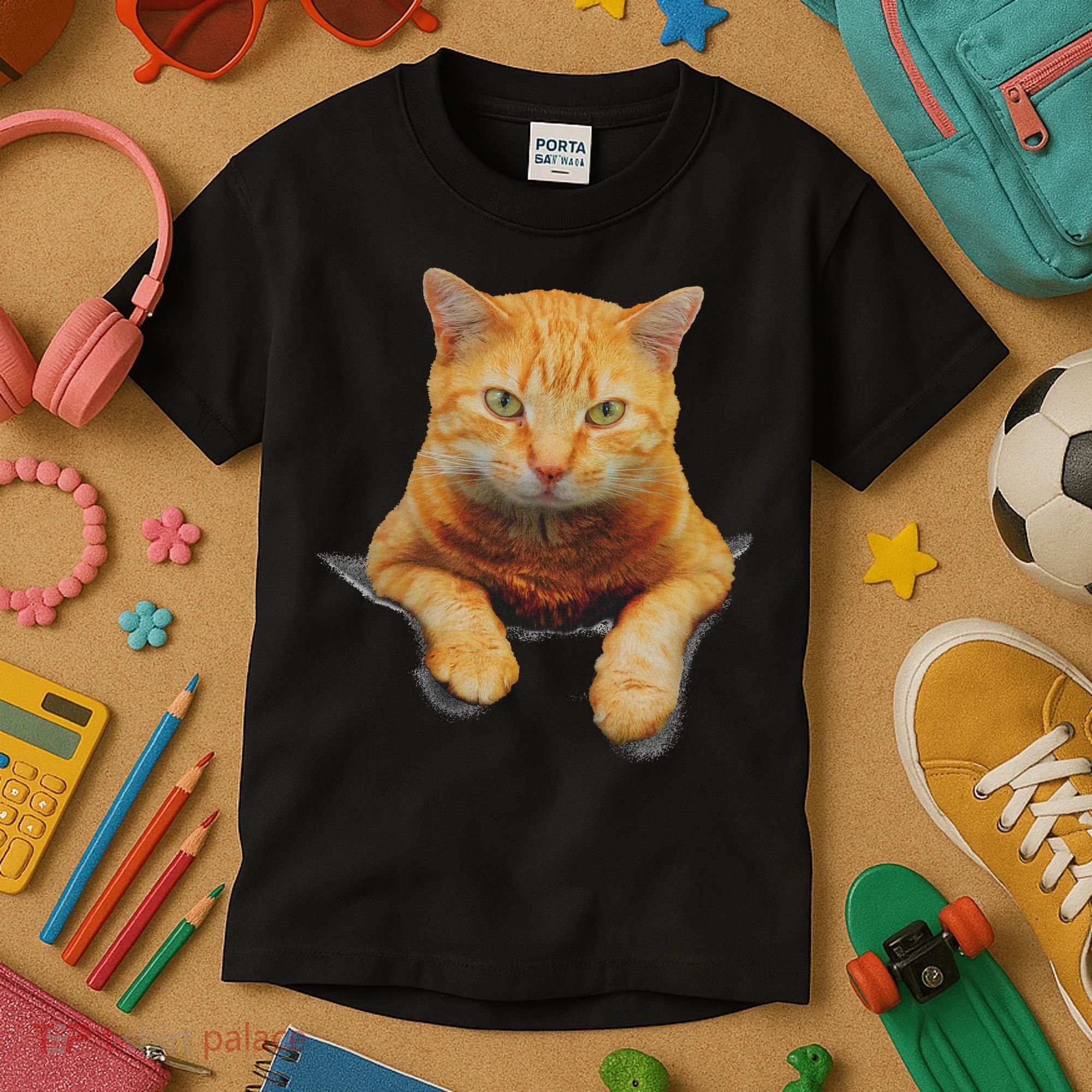 Cat Animals Creative Cat Motif Bag Cat Kids T-Shirt