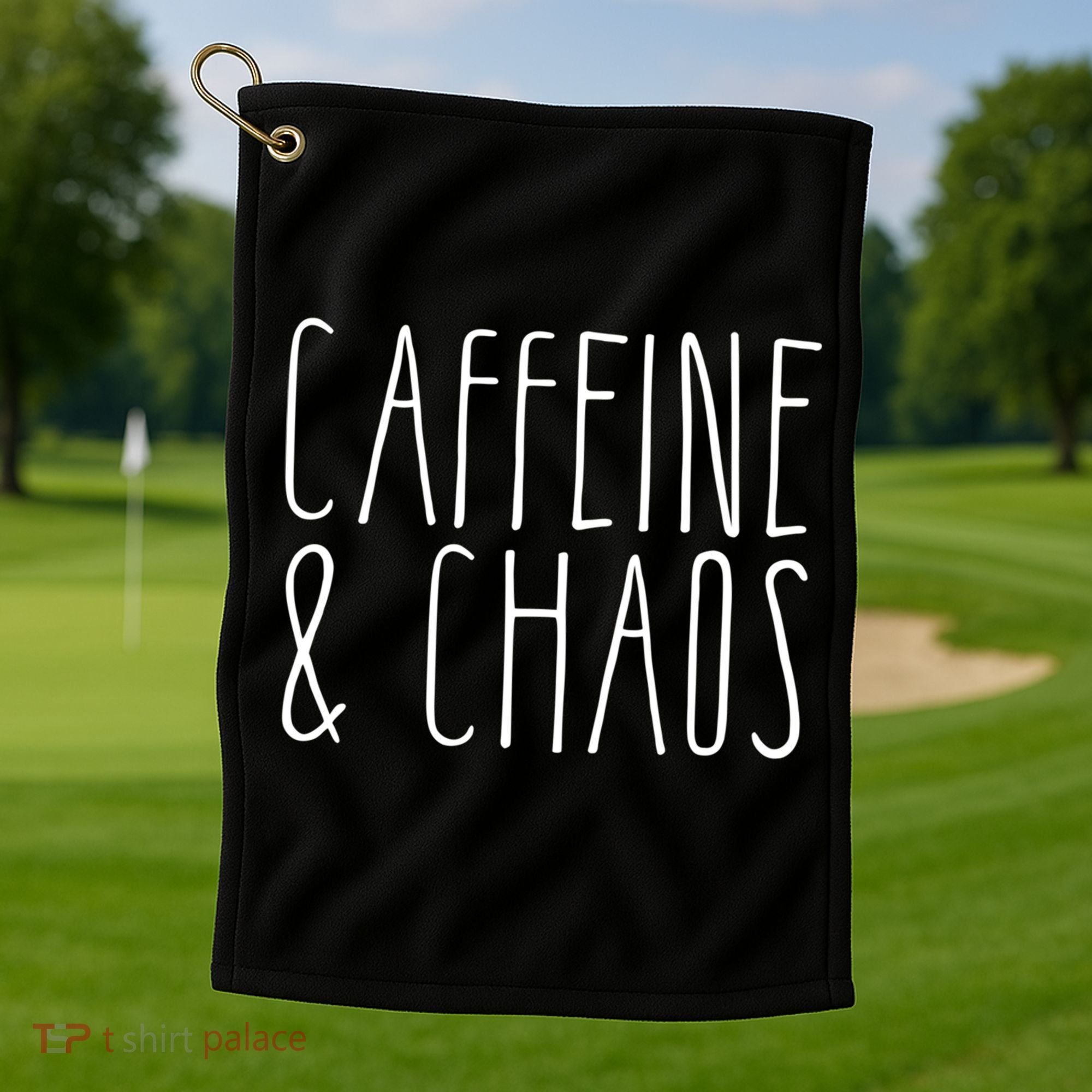Caffeine And Chaos Gift I Need Coffee Gift Coffee Lover Great Gift Golf Towel