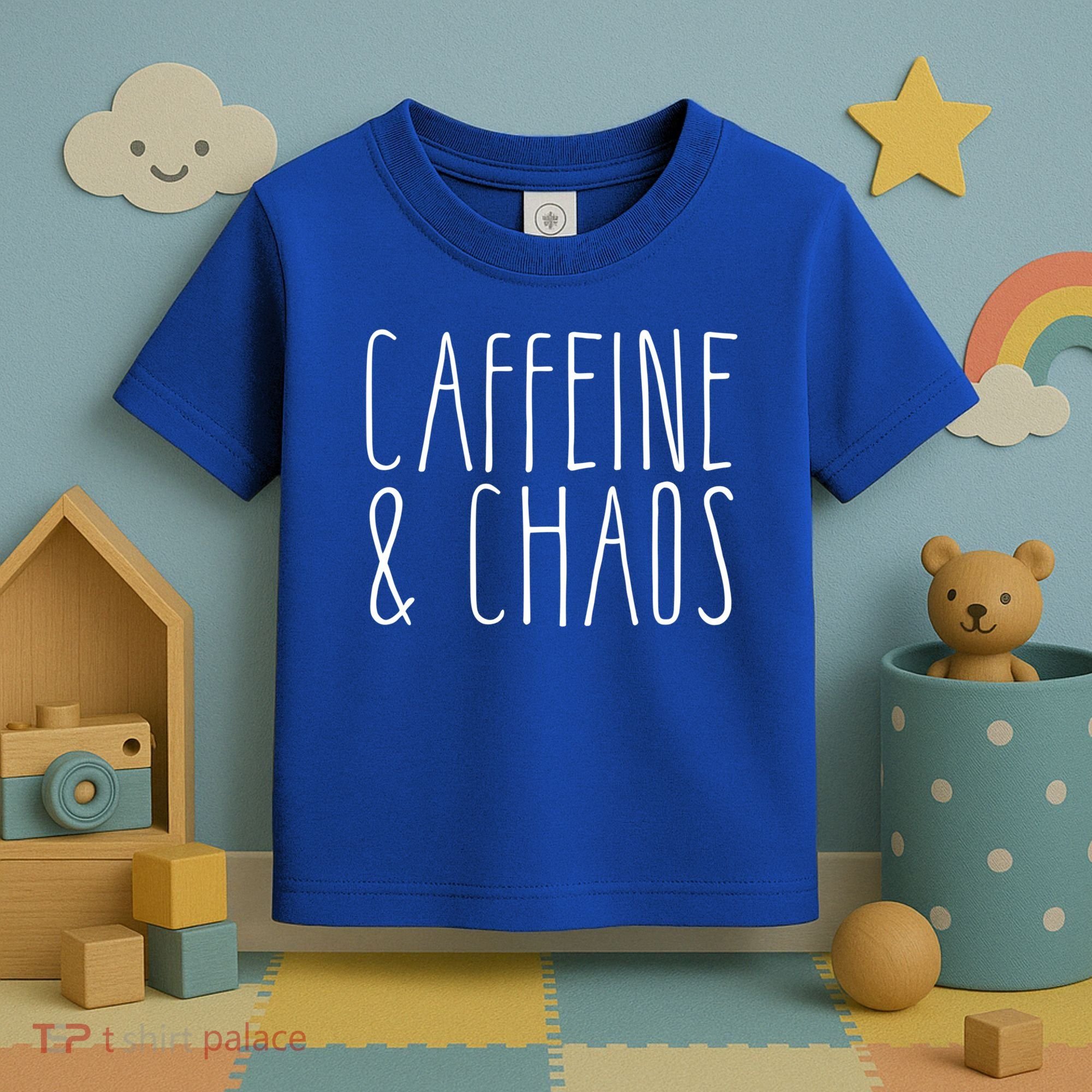 Caffeine And Chaos Gift I Need Coffee Gift Coffee Lover Great Gift Toddler T-Shirt
