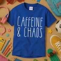 Caffeine And Chaos Gift I Need Coffee Gift Coffee Lover Great Gift Kids T-Shirt thumb 3