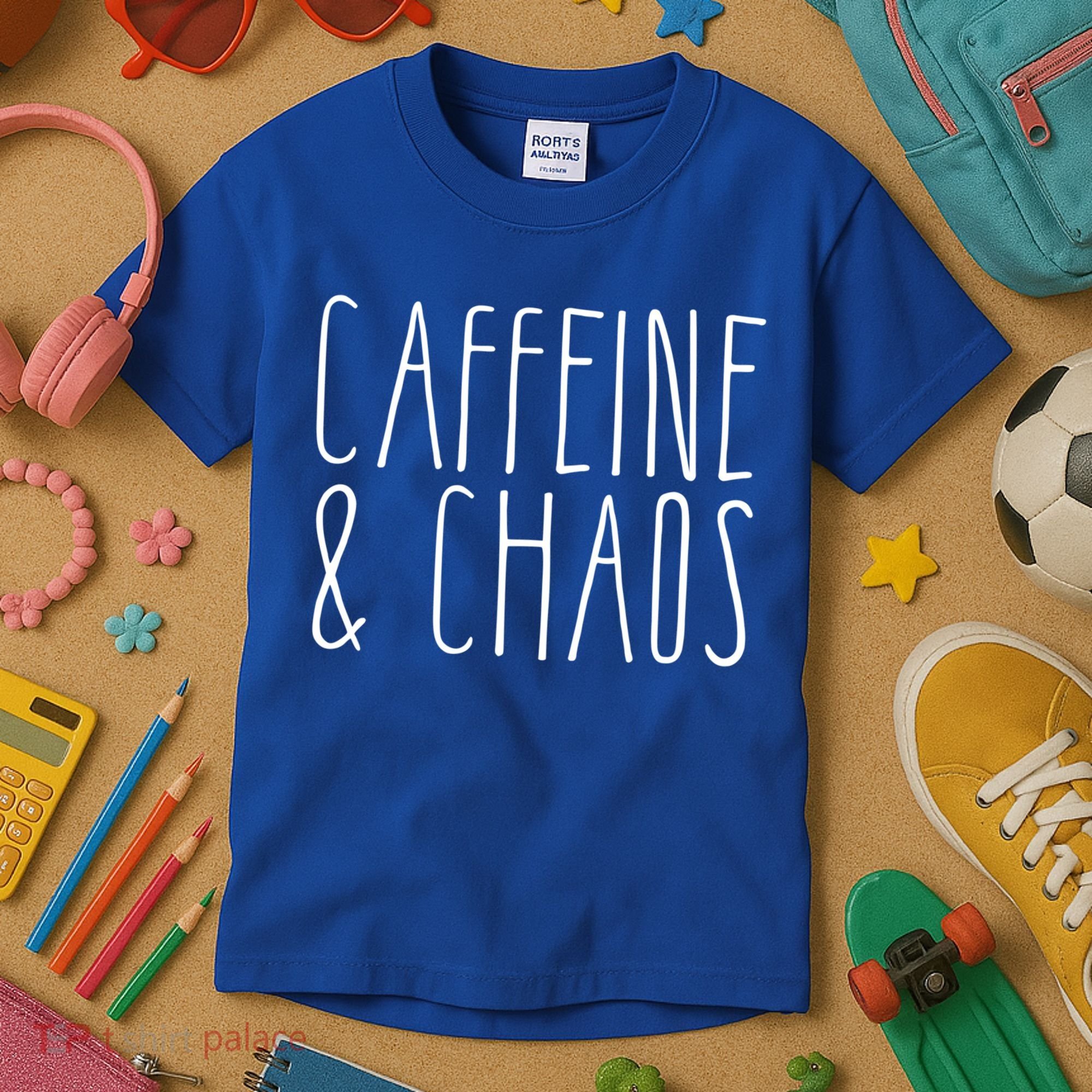 Caffeine And Chaos Gift I Need Coffee Gift Coffee Lover Great Gift Kids T-Shirt