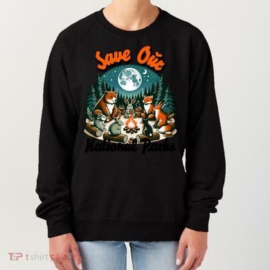Cute Animals Camping Save Our National Parks Women's Sweatshirt