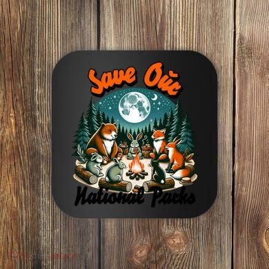 Cute Animals Camping Save Our National Parks Coaster