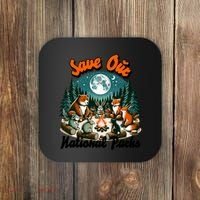 Cute Animals Camping Save Our National Parks Coaster thumb 0