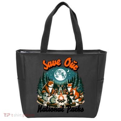 Cute Animals Camping Save Our National Parks Tote Bag
