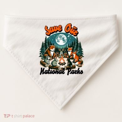 Cute Animals Camping Save Our National Parks USA-Made Doggie Bandana